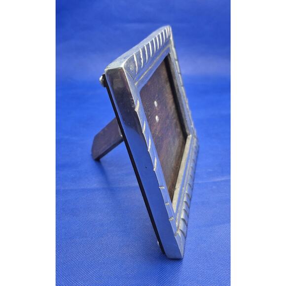 Vtg Arte Giancarlo Honduras Pewter Picture Frame Wood Back 8.5x6" No Glass - Picture 4 of 9